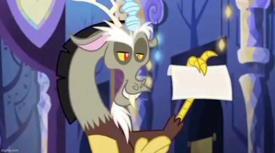 Discord "It's rather short" blank paper | image tagged in my little pony friendship is magic,discord mlp,reaction,comics/cartoons,mlp,my little pony | made w/ Imgflip meme maker
