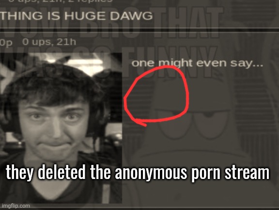 they deleted the anonymous porn stream | made w/ Imgflip meme maker