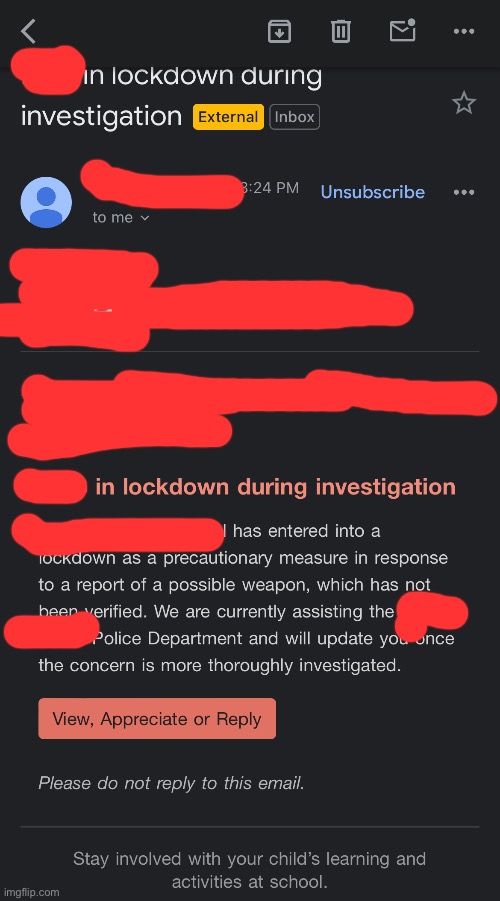 The school js sent out an email | made w/ Imgflip meme maker