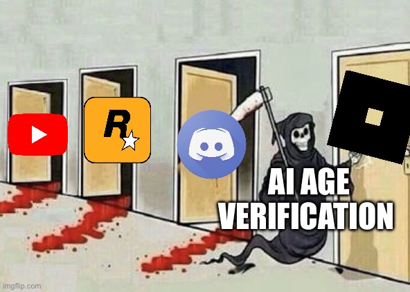 Grim reaper 4 doors | AI AGE VERIFICATION | image tagged in grim reaper 4 doors | made w/ Imgflip meme maker
