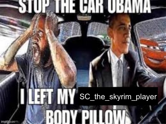 /j | SC_the_skyrim_player | image tagged in stop the car obama i left my body pillow | made w/ Imgflip meme maker