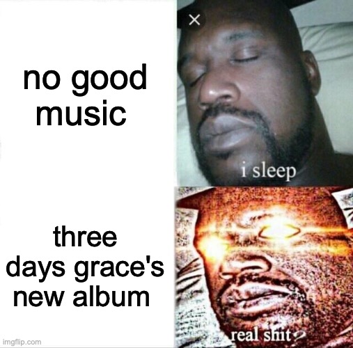 Sleeping Shaq | no good music; three days grace's new album | image tagged in memes,sleeping shaq | made w/ Imgflip meme maker