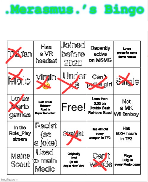 .Merasmus.’s Bingo | image tagged in merasmus s bingo | made w/ Imgflip meme maker