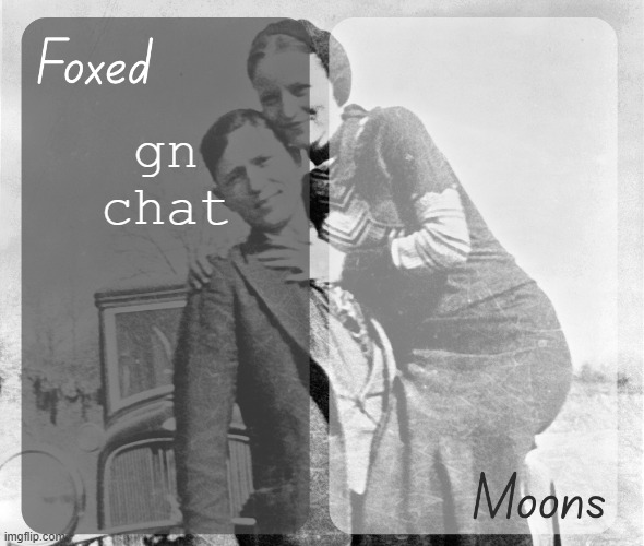 Foxed n Moons - Bonnie and Clyde temp | gn chat | image tagged in foxed n moons - bonnie and clyde temp | made w/ Imgflip meme maker