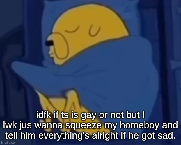 im jaking it | idfk if ts is gay or not but I lwk jus wanna squeeze my homeboy and tell him everything's alright if he got sad. | image tagged in im jaking it | made w/ Imgflip meme maker