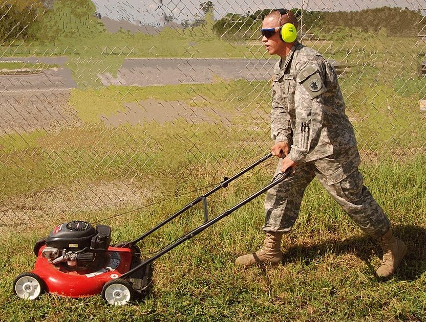 National guard lawnowing Blank Meme Template