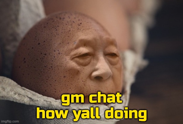 3 hours yt | gm chat how yall doing | image tagged in egge | made w/ Imgflip meme maker