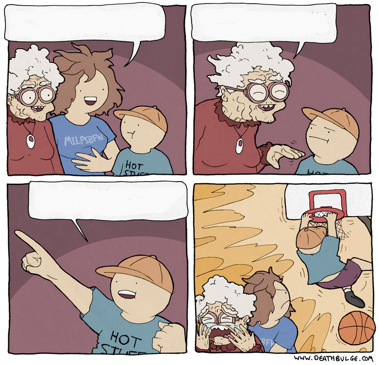 Deathbulge dunk on old lady with basketball Blank Meme Template