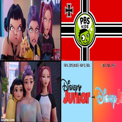 hunters hate pbs kids like disney jr | image tagged in hunters hate like who,disney memes,pbs kids,tv shows,movies,netflix | made w/ Imgflip meme maker