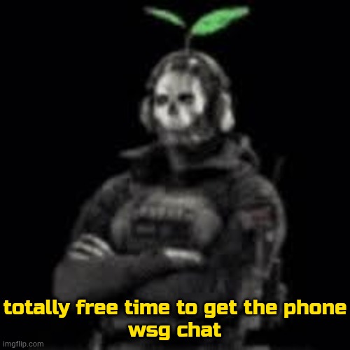 :3 | totally free time to get the phone
wsg chat | image tagged in ghost plant | made w/ Imgflip meme maker