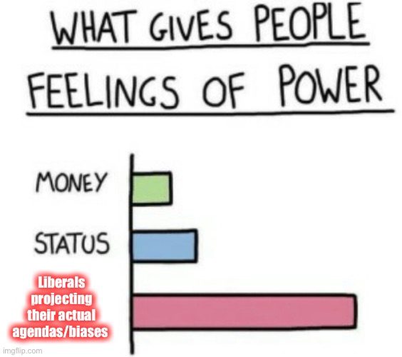 NPC’s posting their comments. | Liberals projecting their actual agendas/biases | image tagged in what gives people feelings of power | made w/ Imgflip meme maker