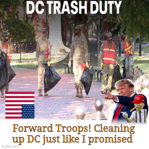 Be all that you can be | Forward Troops! Cleaning up DC just like I promised | image tagged in clean up on aisle 7,not what i signed up for,trump director of sanitation,maga love,national guard must be mad,wtf are we doing | made w/ Imgflip meme maker