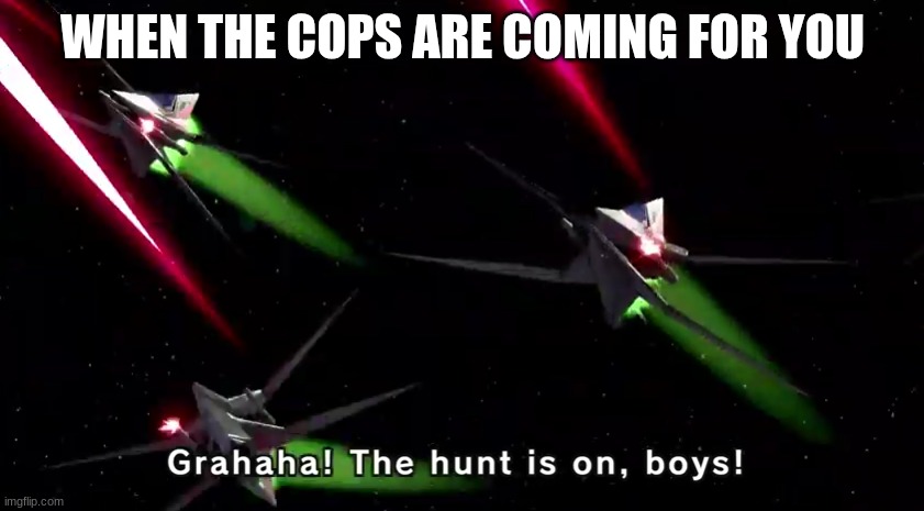 Star Wolf Police | WHEN THE COPS ARE COMING FOR YOU | image tagged in the hunt is on boys,star fox | made w/ Imgflip meme maker