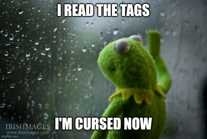 kermit window | I READ THE TAGS I'M CURSED NOW | image tagged in kermit window | made w/ Imgflip meme maker
