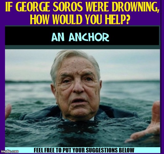 Please, Insert Your Ideas in the Comments Line | FEEL FREE TO PUT YOUR SUGGESTIONS BELOW | image tagged in vince vance,george soros,drowning,district attorney,life saver,anchor | made w/ Imgflip meme maker