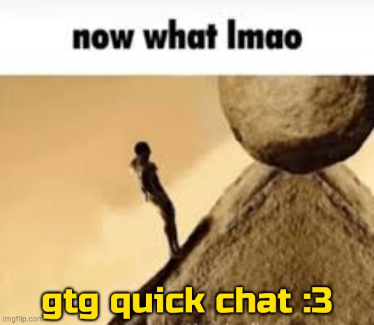 now what lmao | gtg quick chat :3 | image tagged in now what lmao | made w/ Imgflip meme maker
