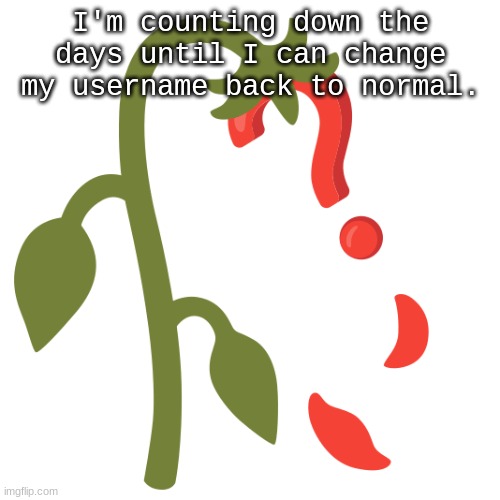 Wilting? | I'm counting down the days until I can change my username back to normal. | image tagged in wilting | made w/ Imgflip meme maker