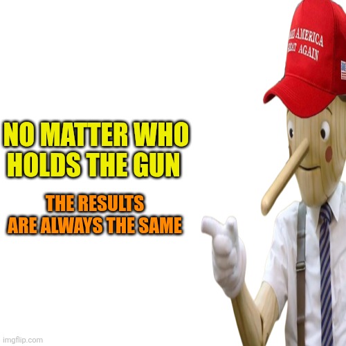 Blank Transparent Square Meme | NO MATTER WHO HOLDS THE GUN THE RESULTS

 ARE ALWAYS THE SAME | image tagged in memes,blank transparent square | made w/ Imgflip meme maker