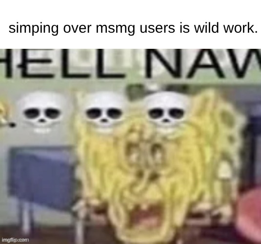no way some people do ts | simping over msmg users is wild work. | image tagged in hell nah | made w/ Imgflip meme maker