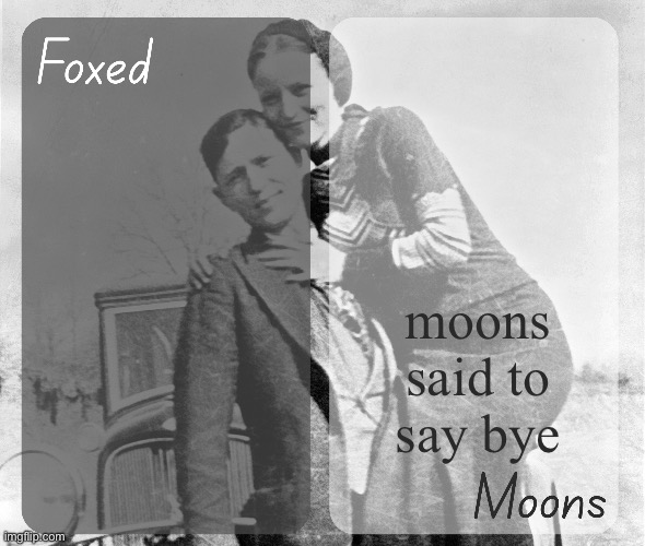 Foxed n Moons - Bonnie and Clyde temp | moons said to say bye | image tagged in foxed n moons - bonnie and clyde temp | made w/ Imgflip meme maker