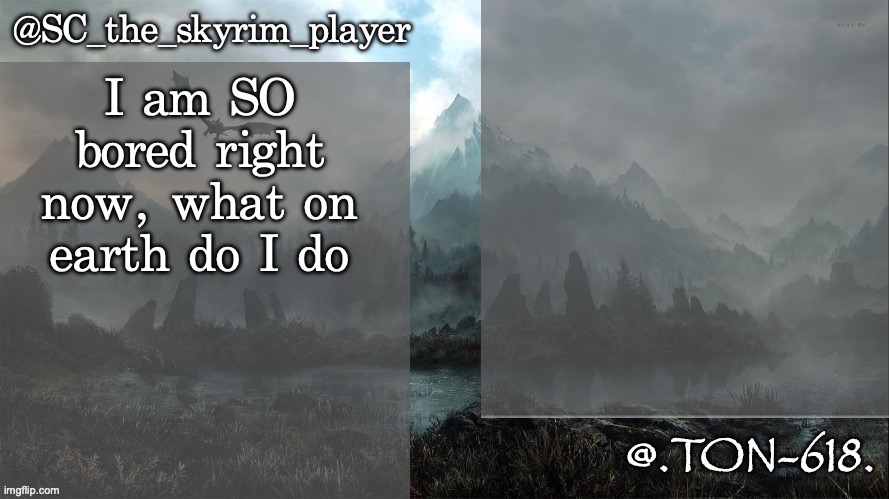 SC and Virian shared temp | I am SO bored right now, what on earth do I do | image tagged in sc and virian shared temp | made w/ Imgflip meme maker