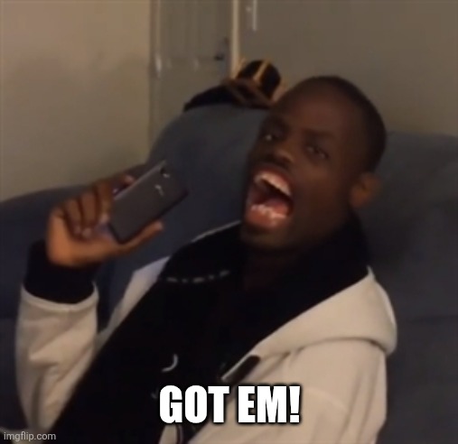 GOT EM | GOT EM! | image tagged in got em | made w/ Imgflip meme maker