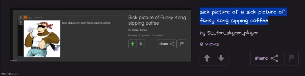 sick picture of a sick picture of a sick picture of funky kong sipping coffee | made w/ Imgflip meme maker