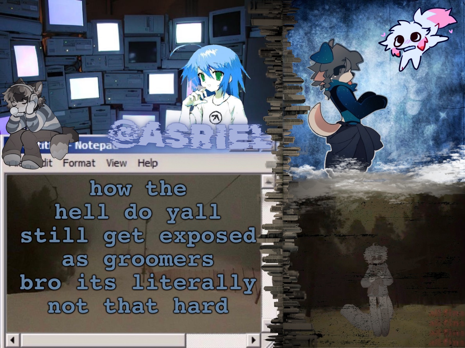 im 18 i can show you how easy it is to NOT be a creep dawg | how the hell do yall still get exposed as groomers bro its literally not that hard | image tagged in asriels desaturated temp | made w/ Imgflip meme maker