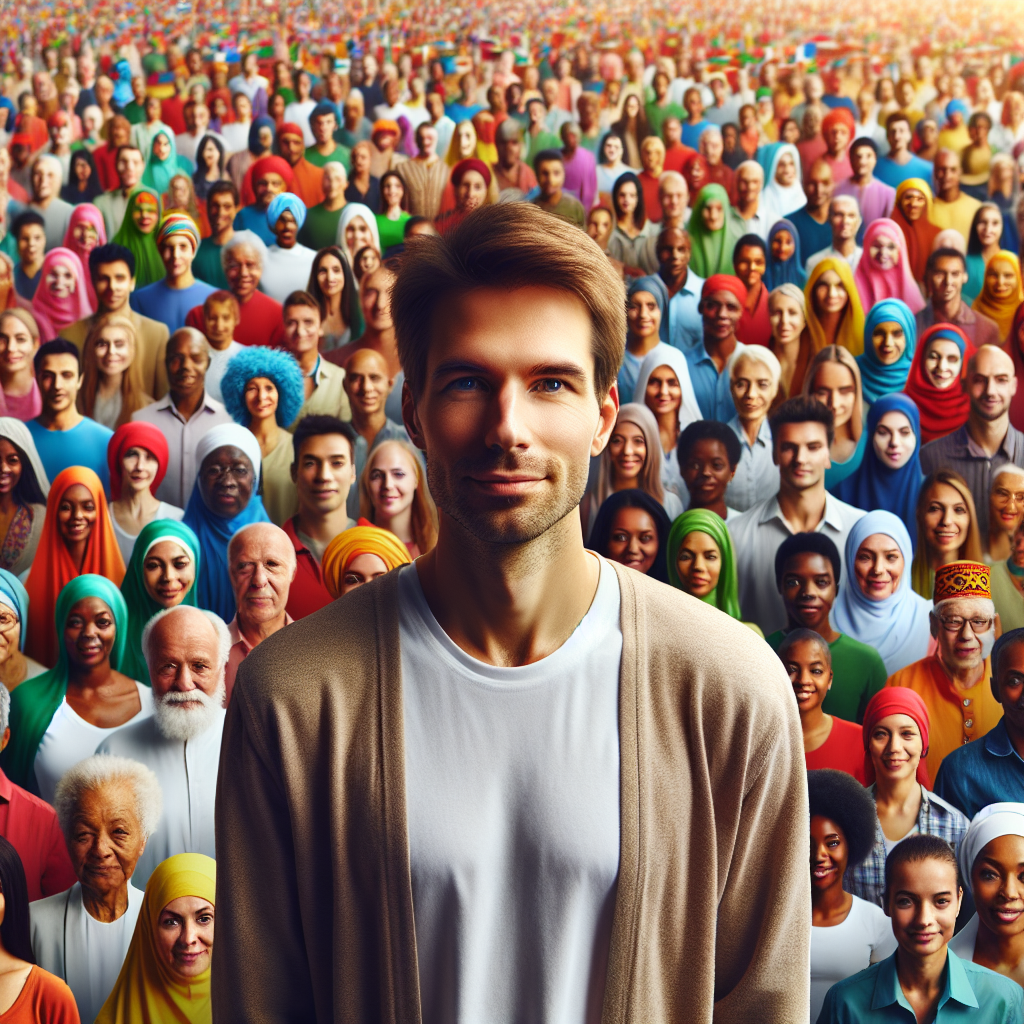 a white person surrounded by color people Blank Meme Template