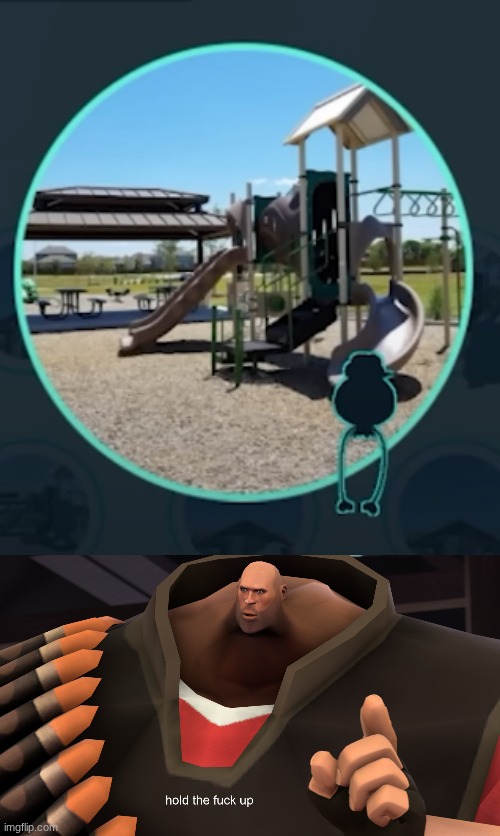 Why is there a Drifloon at a playground? | image tagged in hold the f up,pokemon | made w/ Imgflip meme maker