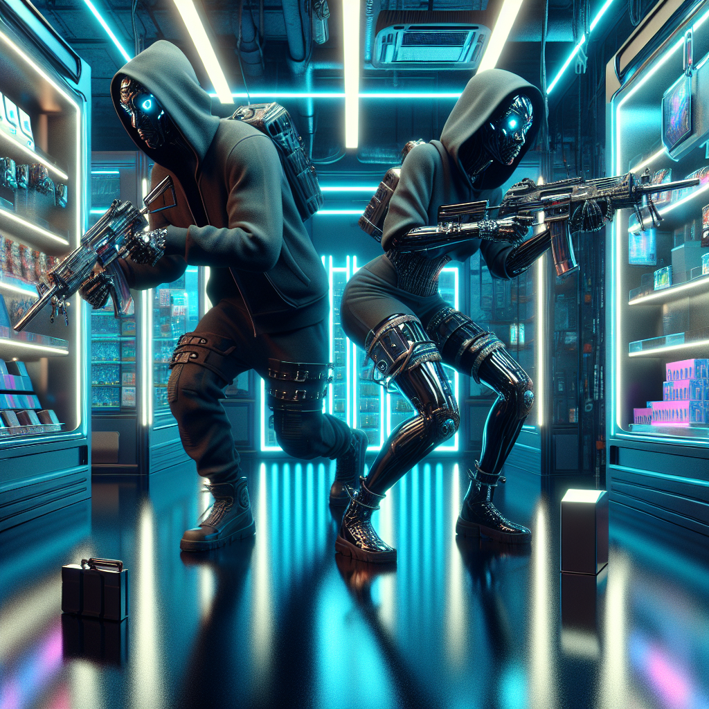 2 darker skin colored people trying to rob a store Blank Meme Template
