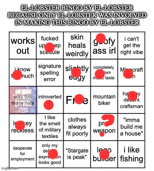 el-lobster bingo | image tagged in el-lobster bingo | made w/ Imgflip meme maker
