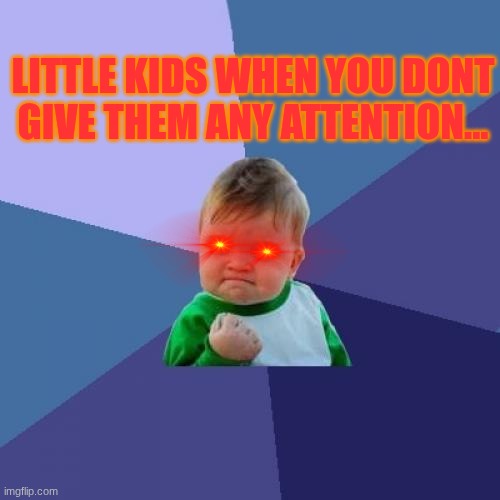Kids these days | LITTLE KIDS WHEN YOU DONT GIVE THEM ANY ATTENTION... | image tagged in memes,success kid | made w/ Imgflip meme maker