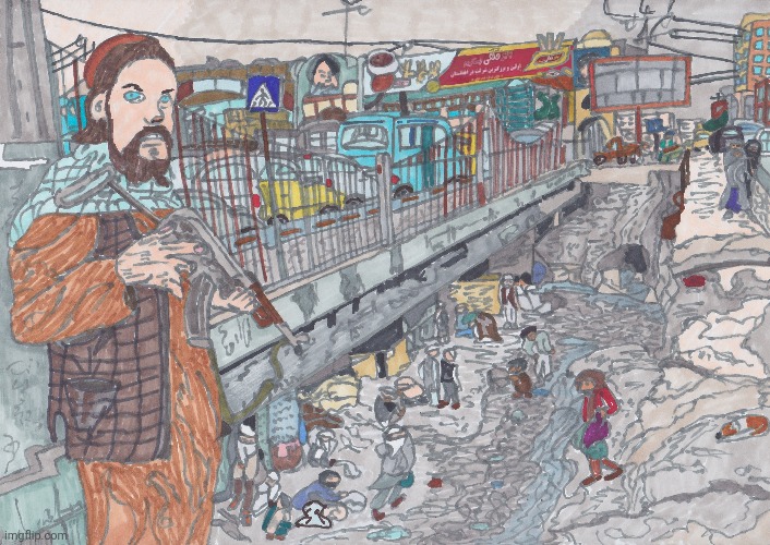 -At the brave heart shepherd's aim. | image tagged in a blessing from the lord,heroin henry,afghanistan,golden gate bridge,tourism,drawings | made w/ Imgflip meme maker