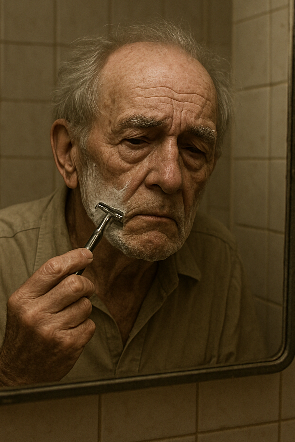 High Quality old man shaving Blank Meme Template