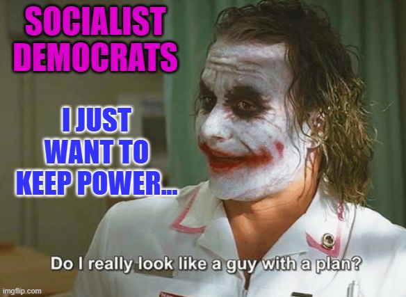Do I really look like a guy with a plan | SOCIALIST DEMOCRATS; I JUST WANT TO KEEP POWER... | image tagged in do i really look like a guy with a plan | made w/ Imgflip meme maker