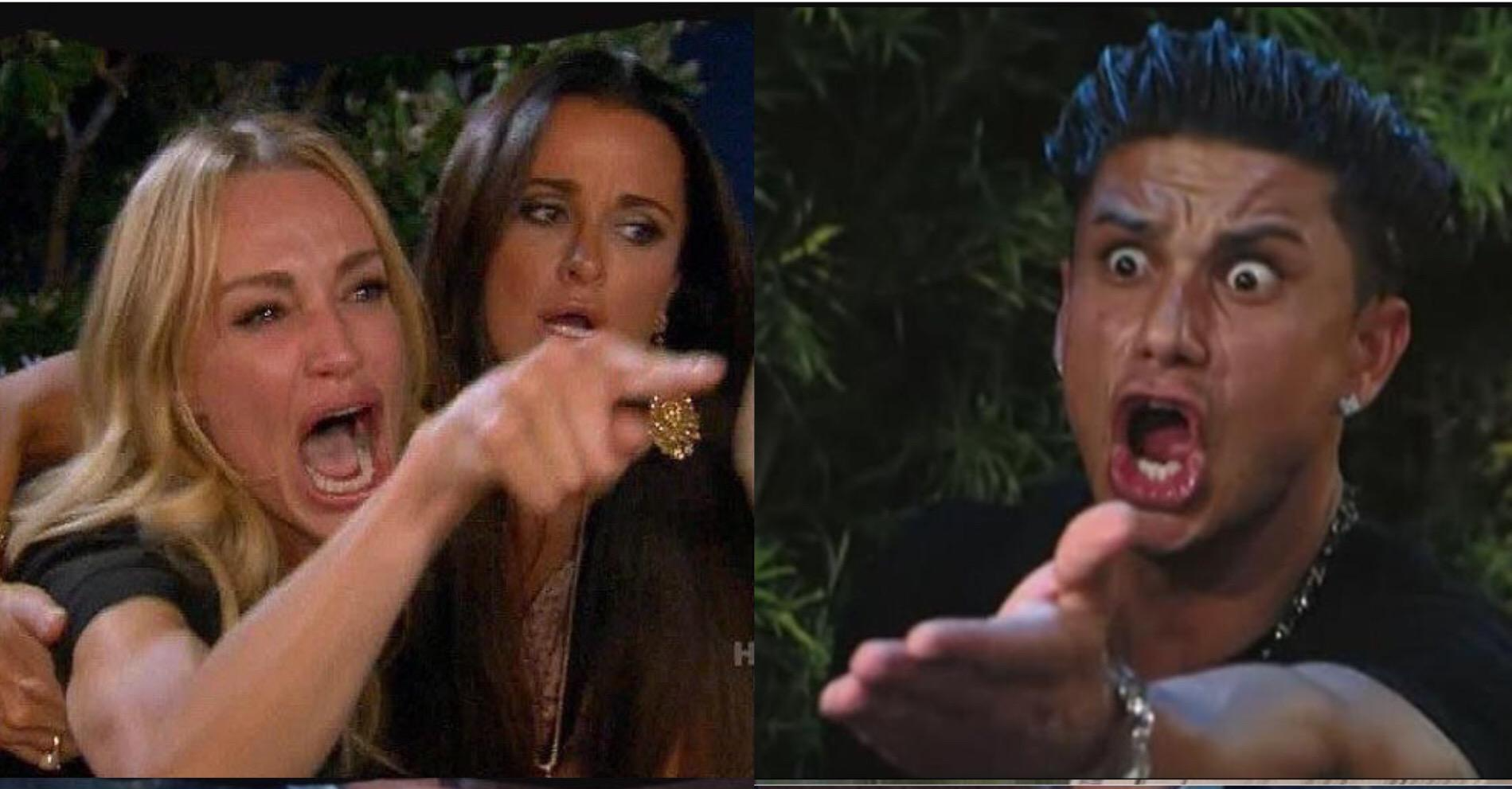 High Quality Woman yelling at man yelling Blank Meme Template