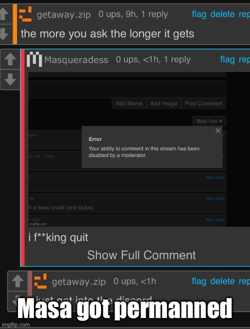 Masa got permanned | made w/ Imgflip meme maker
