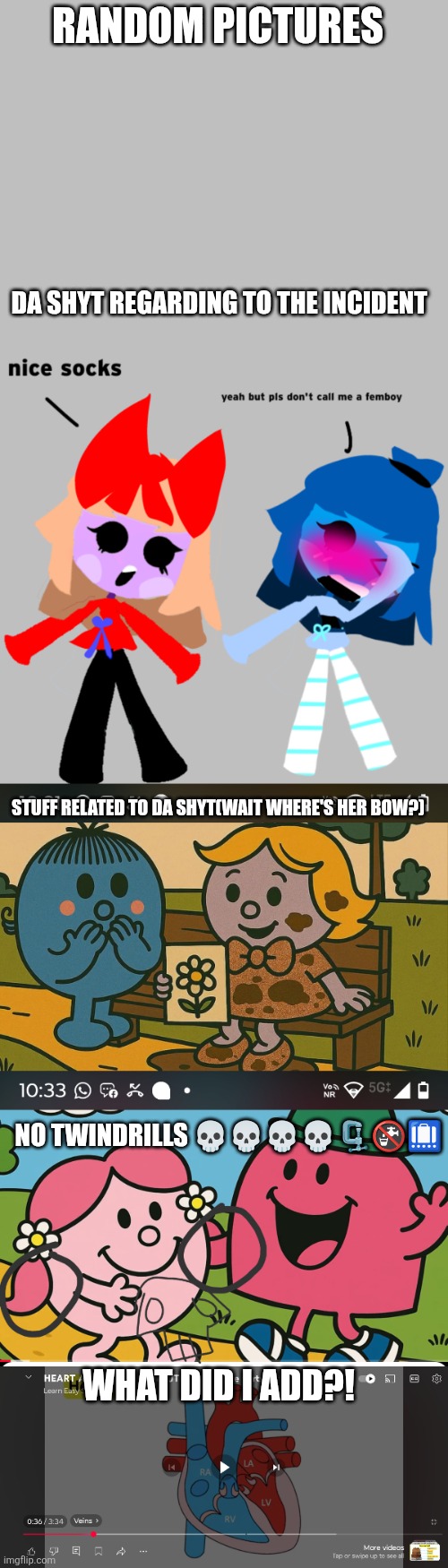 Random pictures part 28 | RANDOM PICTURES; DA SHYT REGARDING TO THE INCIDENT; STUFF RELATED TO DA SHYT(WAIT WHERE'S HER BOW?); NO TWINDRILLS 💀💀💀💀🗜️🚱🛄; WHAT DID I ADD?! | image tagged in ai generated,mr men,little miss,cursed image,oh wow are you actually reading these tags | made w/ Imgflip meme maker