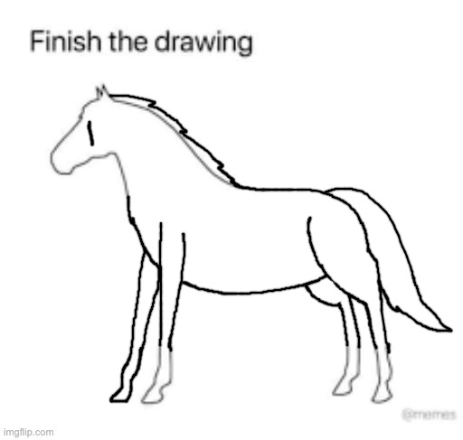 How do you think I did? | image tagged in finish the drawing,horse,drawing | made w/ Imgflip meme maker