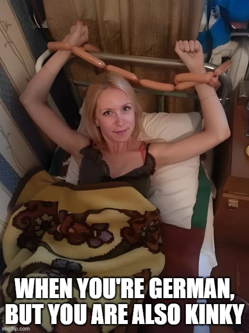 German Kinks | WHEN YOU'RE GERMAN, BUT YOU ARE ALSO KINKY | image tagged in sex jokes | made w/ Imgflip meme maker