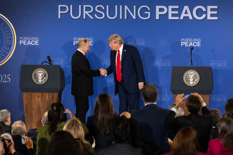 trump and putin shake hands Blank Meme Template