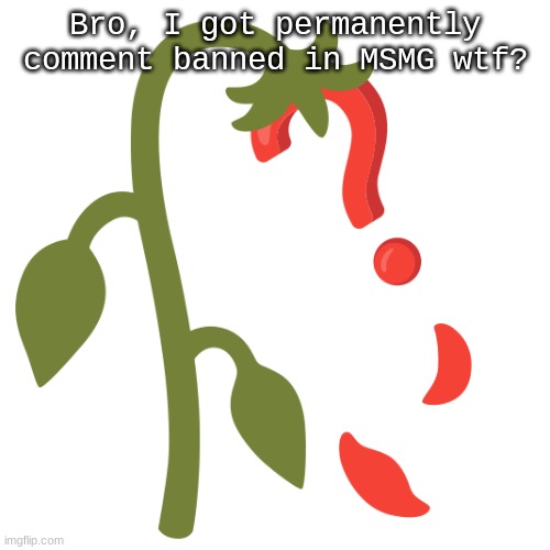 Wilting? | Bro, I got permanently comment banned in msmg wtf? | image tagged in wilting | made w/ Imgflip meme maker