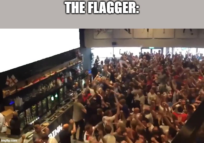 Crowd cheering | THE FLAGGER: | image tagged in crowd cheering | made w/ Imgflip meme maker
