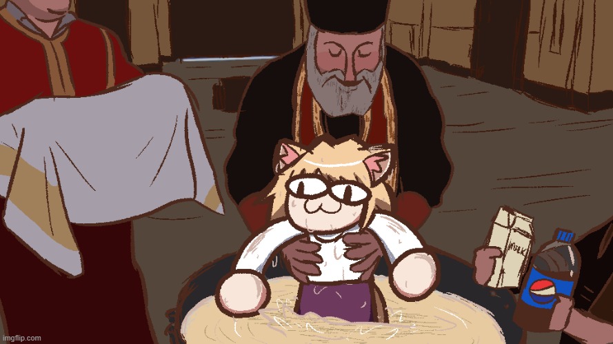 neco arc baptism | image tagged in pepsi,milk,goofy ahh | made w/ Imgflip meme maker