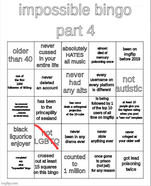 RAH ITS NOT IMPOSSIBLE I GOT ONE | image tagged in impossible bingo part 4 | made w/ Imgflip meme maker