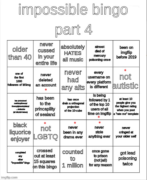 no gniob | image tagged in impossible bingo part 4 | made w/ Imgflip meme maker