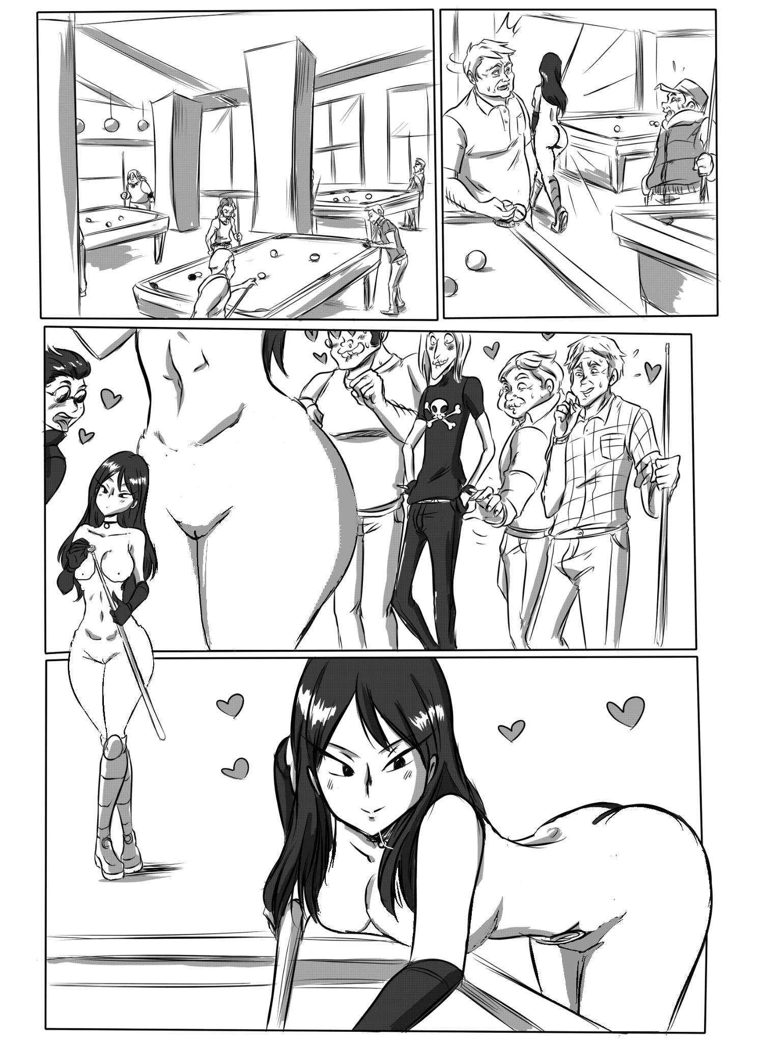 Sexy Naked Woman Seduces Men Playing Billiards Blank Meme Template