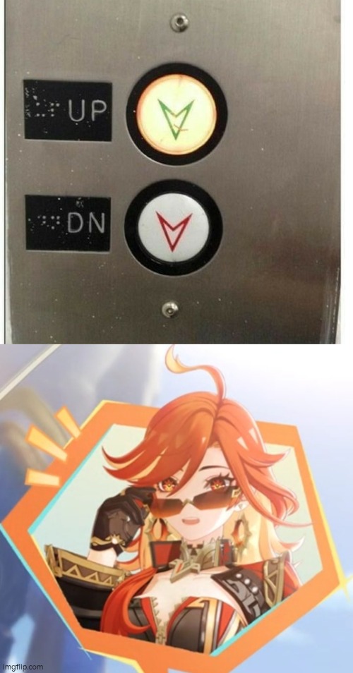 It is up, just opposite. | image tagged in elevator,button | made w/ Imgflip meme maker