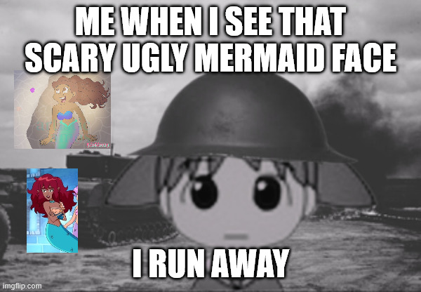 the little mermaid remake trailer be like | ME WHEN I SEE THAT SCARY UGLY MERMAID FACE; I RUN AWAY | image tagged in trauma be like,trailers,the little mermaid,traumatized mr incredible,live action remakes,september | made w/ Imgflip meme maker